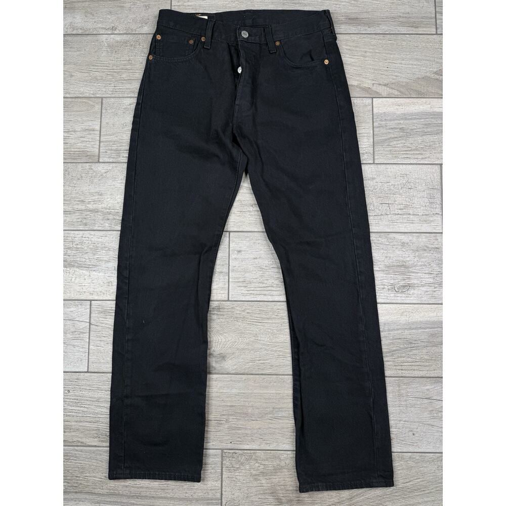 Levi's 501 Straight Jeans Button Fly Red Tab Big E Premium Black W30 L30